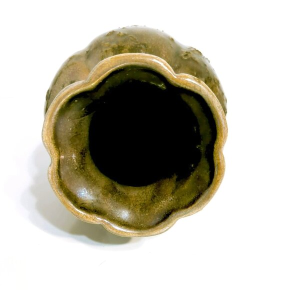 Vintage Tony Evans Designs Studio Raku Pottery Vase Brown Iridescent Textured - Picture 5 of 6